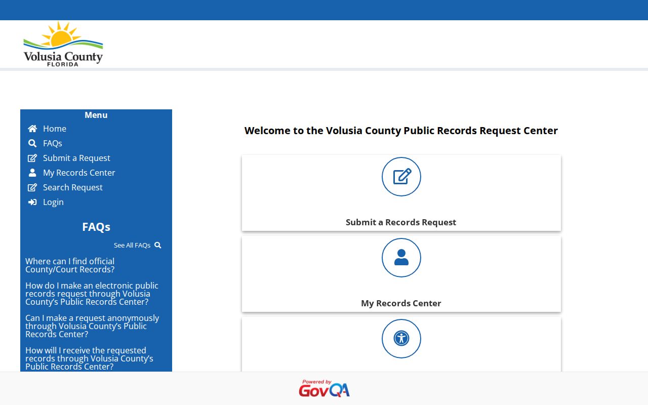 Volusia County booking photo public records request portal